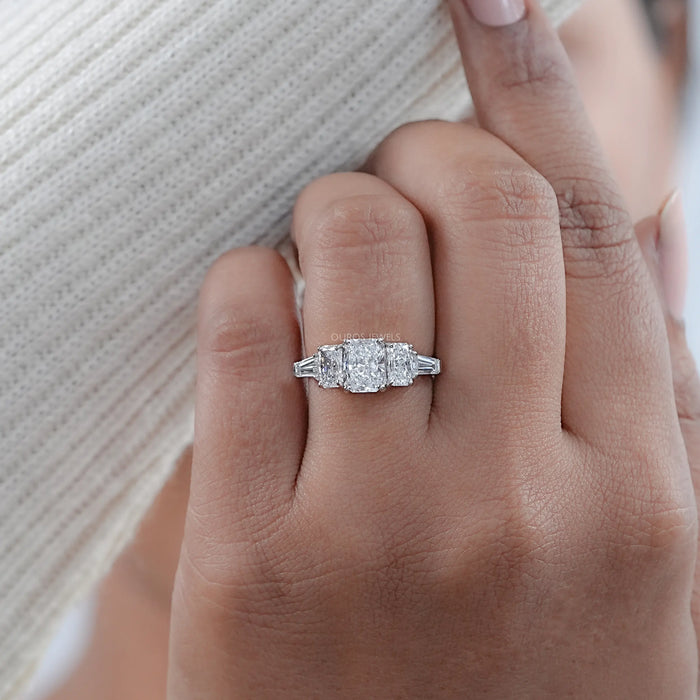 Radiant Lab Diamond Five Stone Engagement Ring