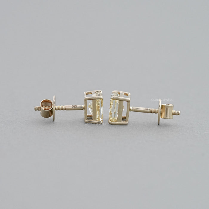 Yellow Radiant Lab Diamond Stud Earrings