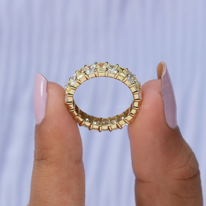 Yellow Radiant Cut Lab Diamond Eternity Band