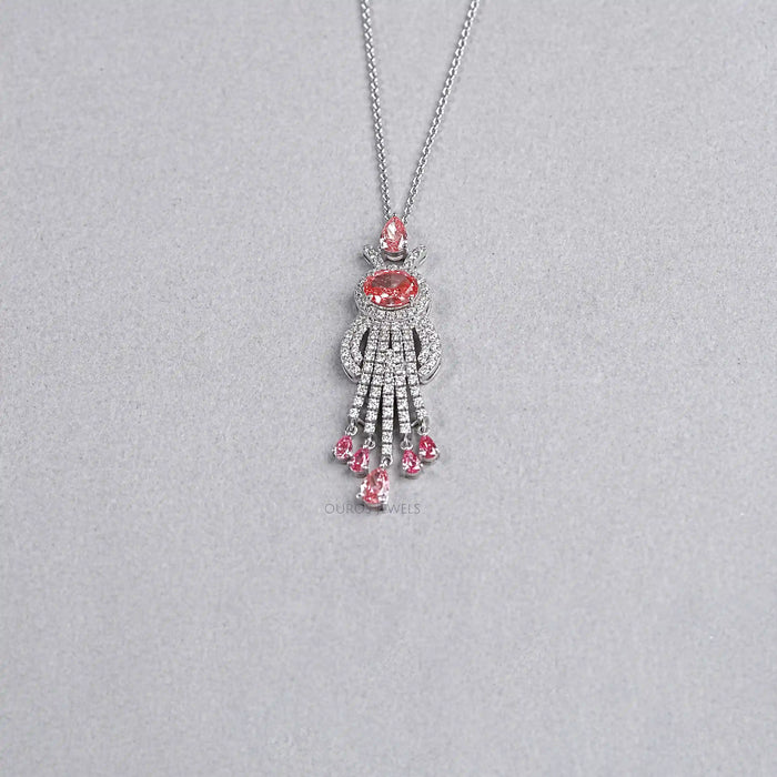 Pink Oval Cut Lab Diamond Pendant Necklace