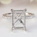 front view of radiant-shaped semi-mount hidden halo engagement ring