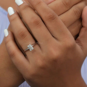 [A Women wearing Radiant Cut Lab Diamond Ring]-[Ouros Jewels]