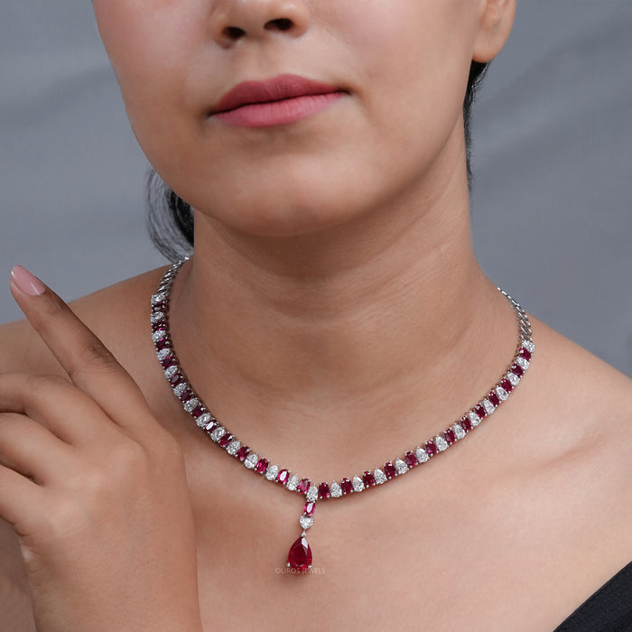 Ruby Gemstone & Lab Grown Diamond Necklace