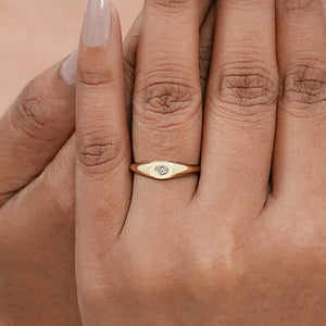 Oval Bezel Set Solitaire Dainty Ring