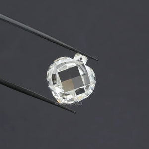 Rose cut heart lab created diamond in tweezer