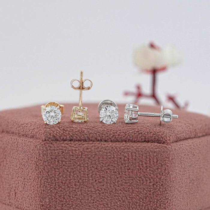 Round Cut Lab Grown Diamond Stud Earrings