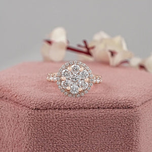 round diamond double halo engagement ring