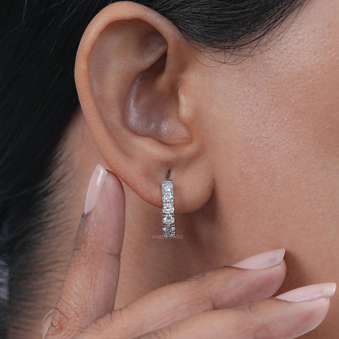 Inside Out Round Diamond Hoop Earrings