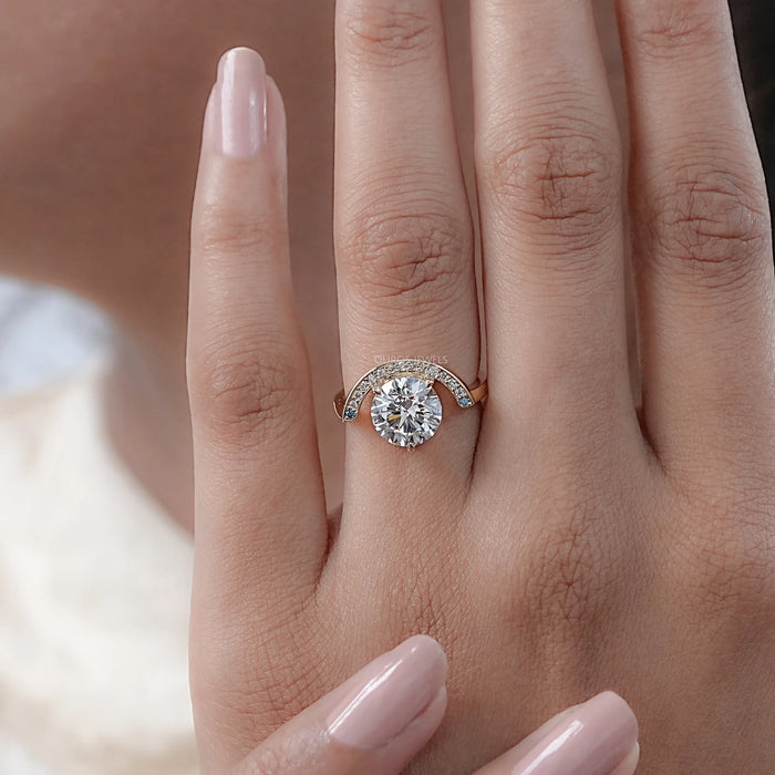 Half Halo Round Lab Diamond Engagement Ring