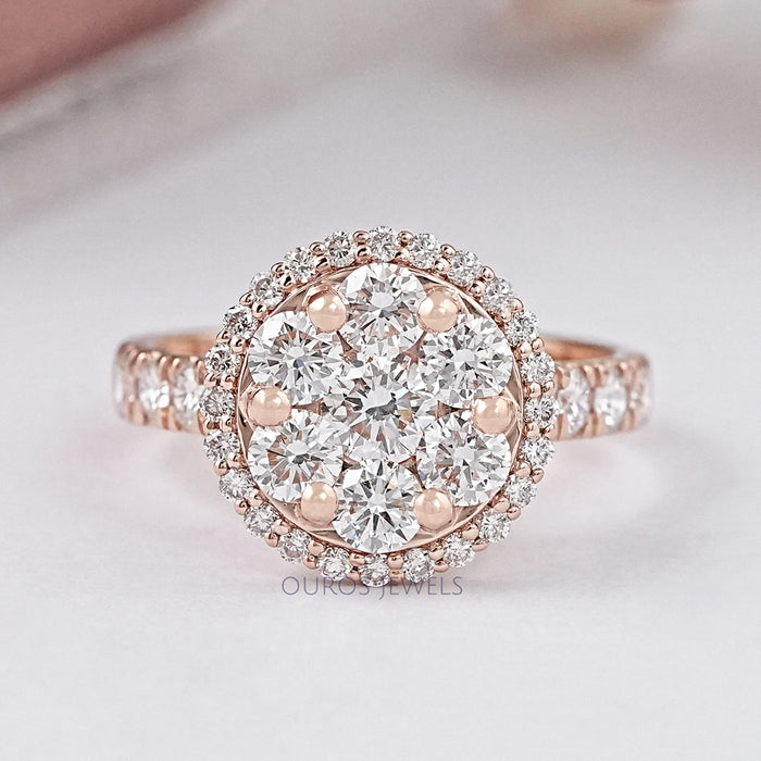 Round Cut Lab Grown Diamond Halo Ring
