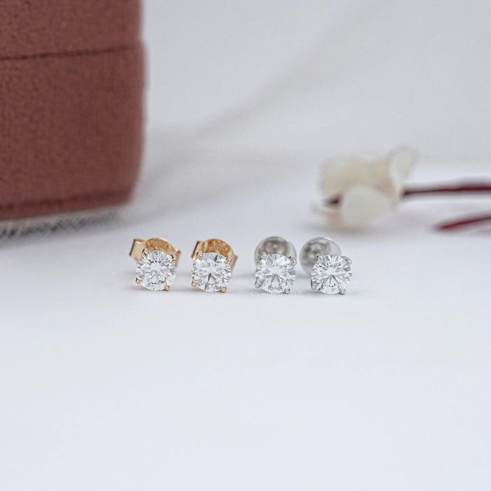 Round Cut Lab Grown Diamond Stud Earrings