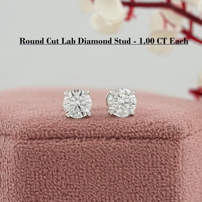 Round Cut Lab Grown Diamond Stud Earrings