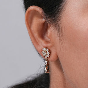 round cluster diamond earrings