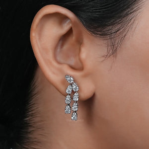 Round Cut Lab Diamond Curved Dangle Earring