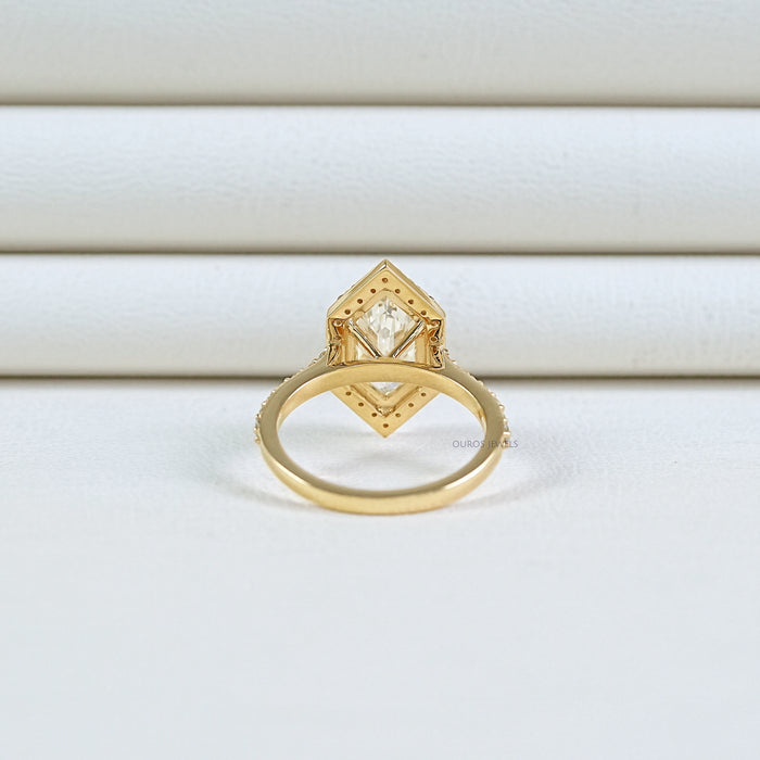 Step Cut Dutch Marquise Diamond Halo Accent Ring