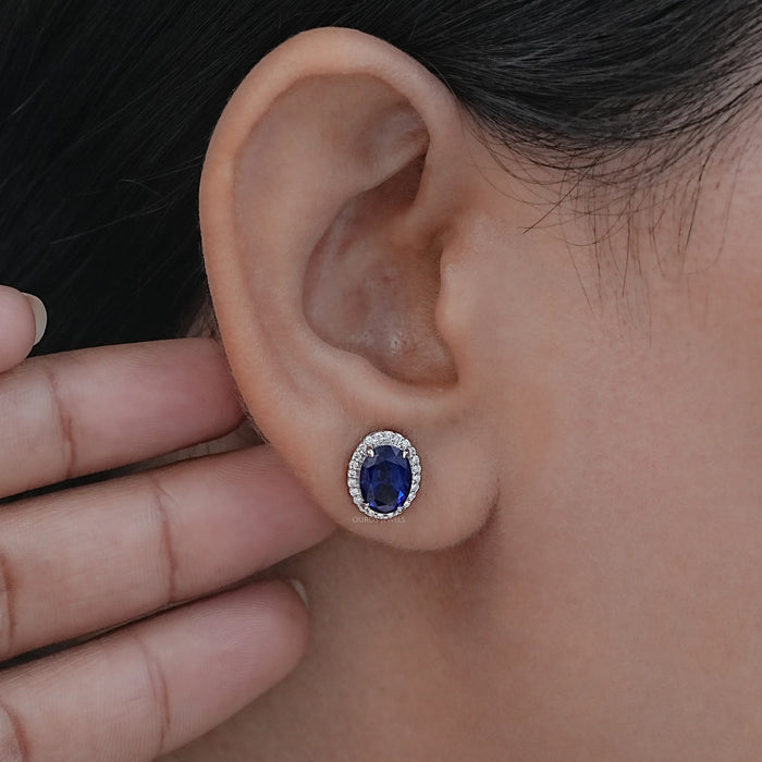 Oval Cut Sapphire Gemstone Stud