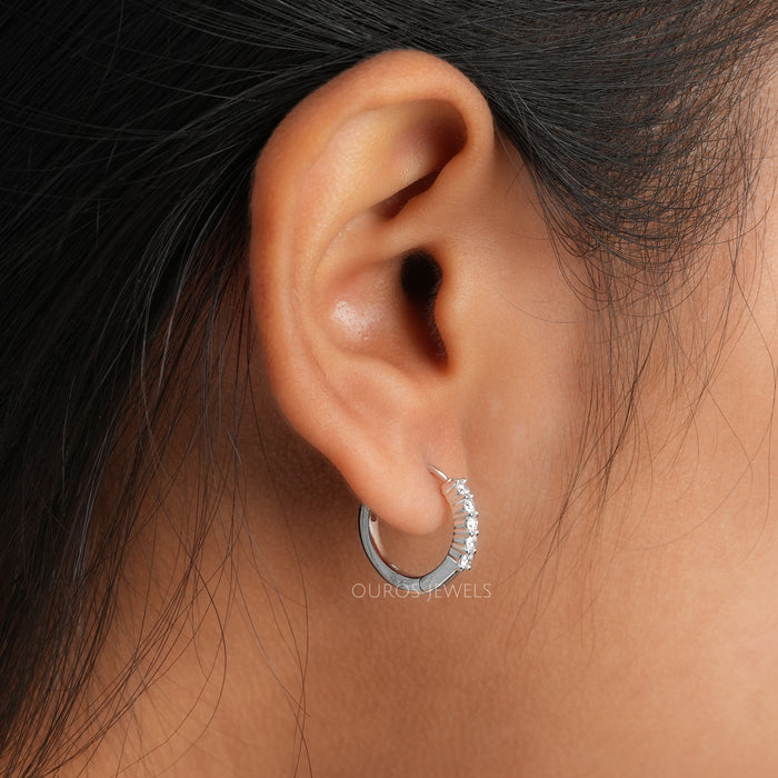Round Lab Grown Diamond Hoop Earring