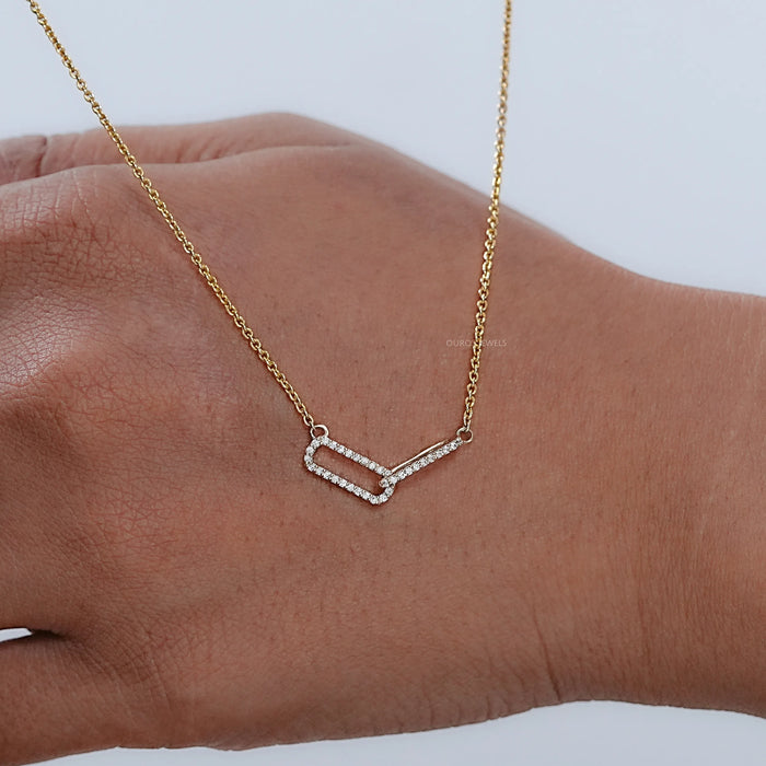 Open Rectangle Round Lab Diamond Interlinked Pendant