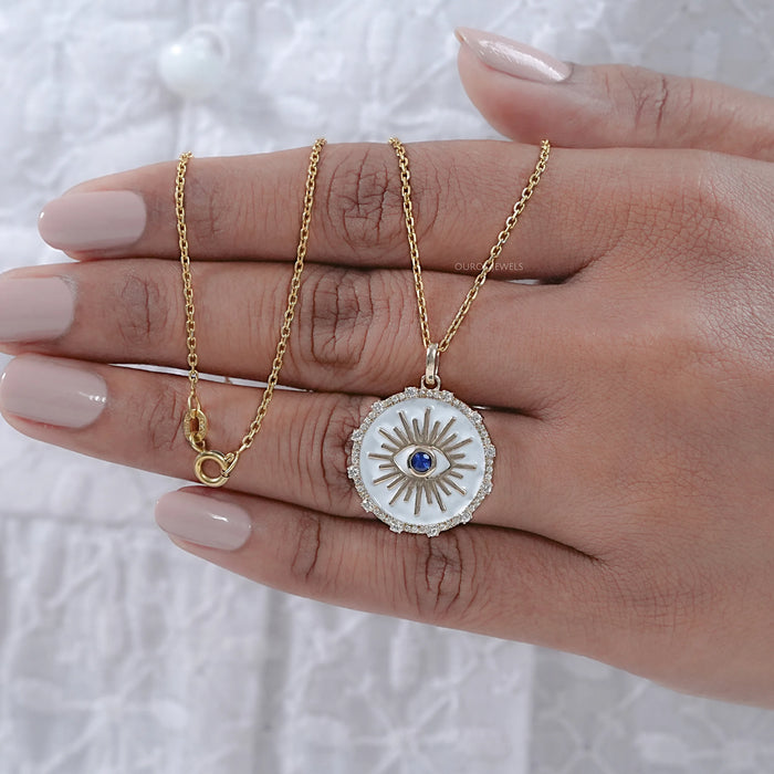 Antique Round Diamond  Evil Eye Pendant