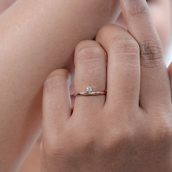 Round Lab Diamond  Solitaire Engagement  Ring