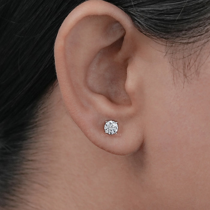 Round Cut Lab Grown Diamond Stud Earrings