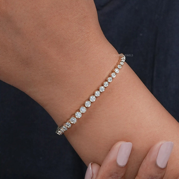 Classic Round Bezel Lab Diamond Tennis Bracelet
