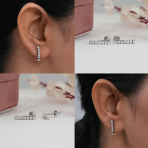 Round Lab Diamond Linear Drop Earring