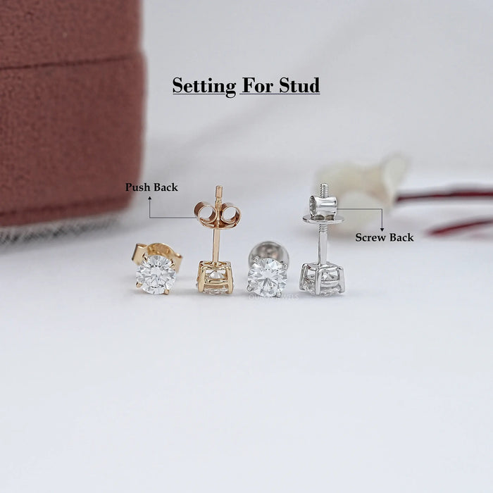 Round Cut Lab Grown Diamond Stud Earrings