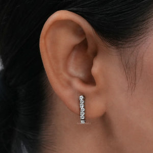 Round Lab Diamond Linear Drop Earring