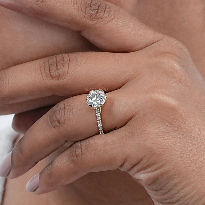 Round  Cut  Lab Diamond Tulip Engagement Ring