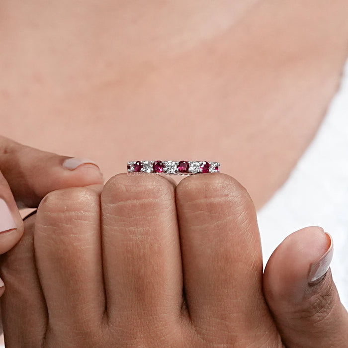 Ruby And Diamond Alternative Wedding Band