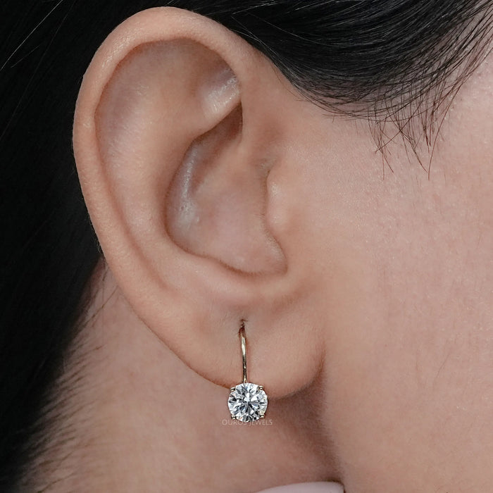 Round Diamond Solitaire Drop Earrings