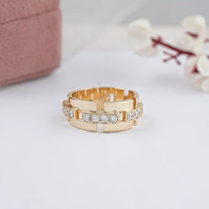 Yellow Gold Round Cut Lab Diamond Wedding Band