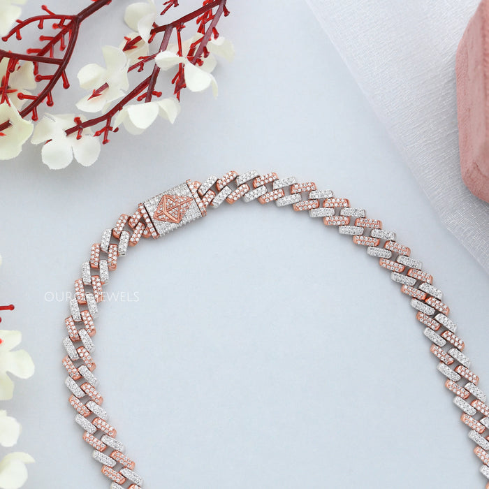 Herren-Halskette Miami Cuban Im Zweifarbigen Design Mit Rundem Schliff