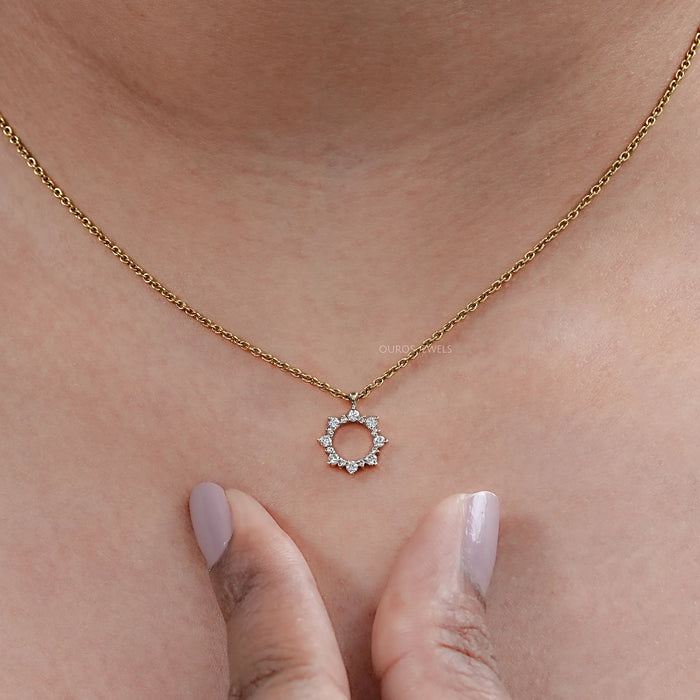 Open Circle Round Diamond Pendant