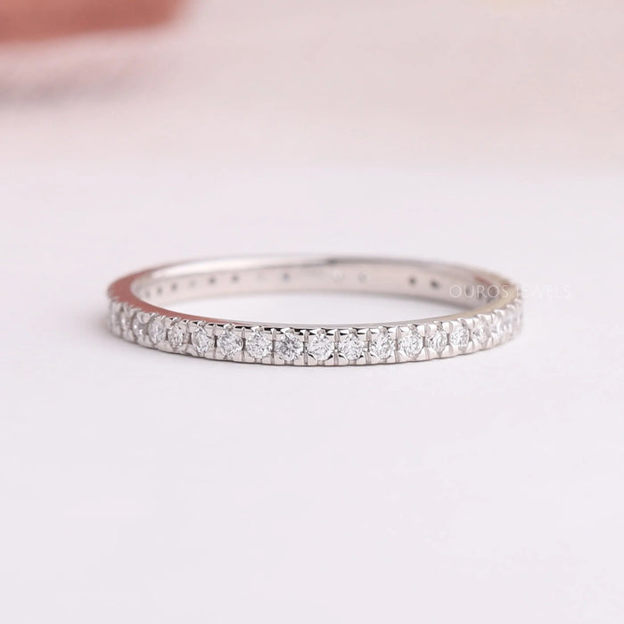 channel set round diamond wedding band 