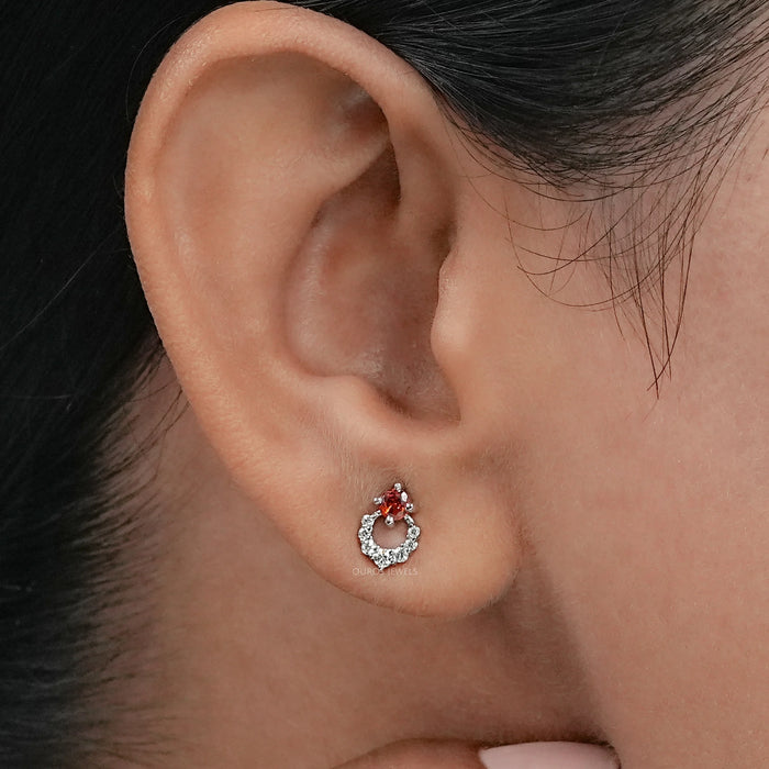 Red Ruby Lab Gemstone Drop Earrings