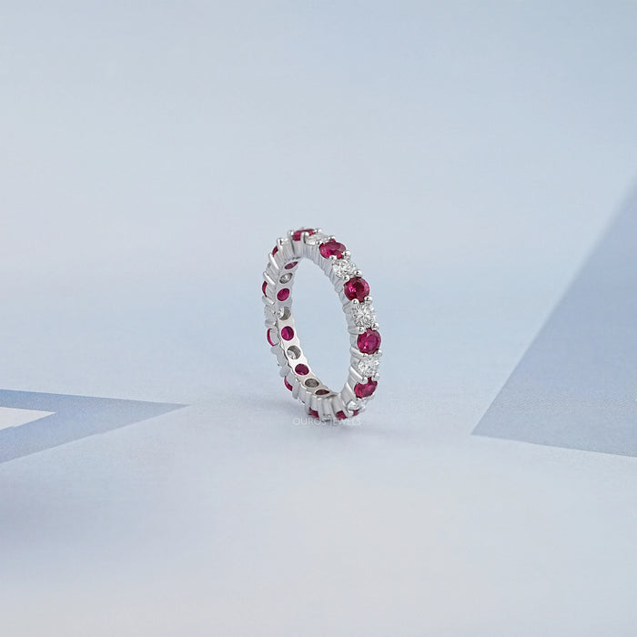 Ruby And Diamond Alternative Wedding Band