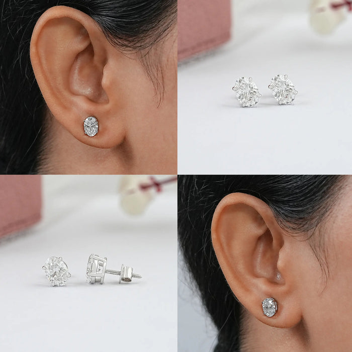 Oval Cut Lab Grown Diamond  Stud Earrings