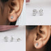 Collage image of Arrow Cut Stud Diamond Earrings.