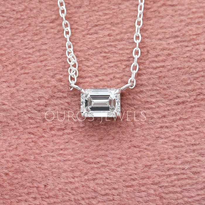 Single Emerald Cut Lab Grown Diamond Pendant