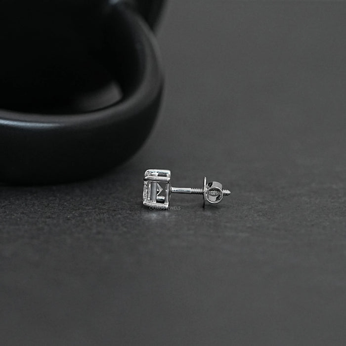 Princess Cut Solitaire Stud Earrings For Men