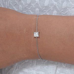 Princess Cut Lab Diamond Solitaire Chain Bracelet