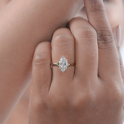 Six Prong Marquise Lab Diamond Solitaire Engagement Ring