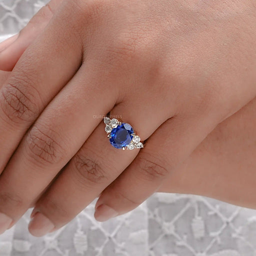 lue sapphire gemstone and diamond ring