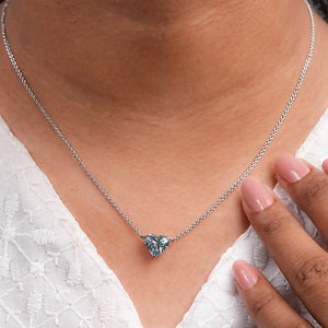 Blue Heart Cut Lab Grown Diamond Solitaire Pendant