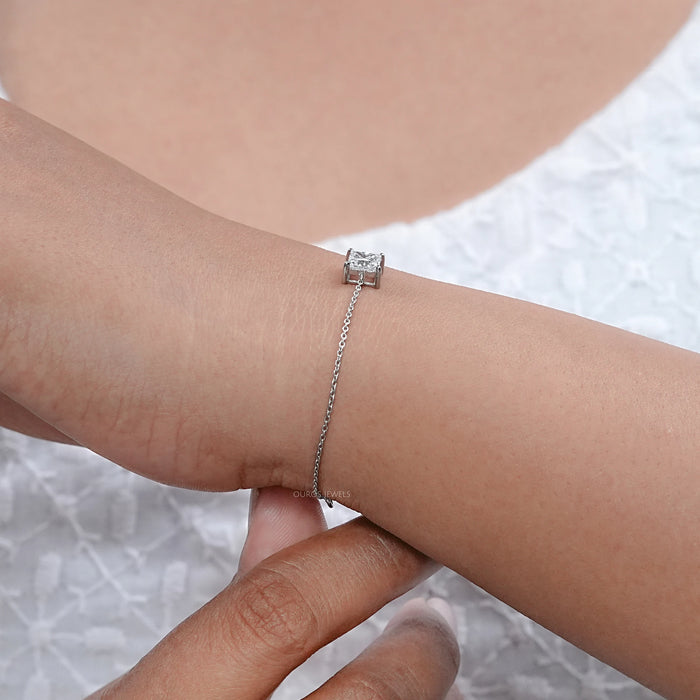 Princess Cut Lab Diamond Solitaire Chain Bracelet