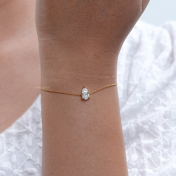 Pear Cut Lab Grown Diamond Solitaire Bracelet