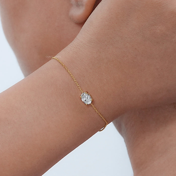 Oval Cut Lab Diamond Solitaire Chain Bracelet