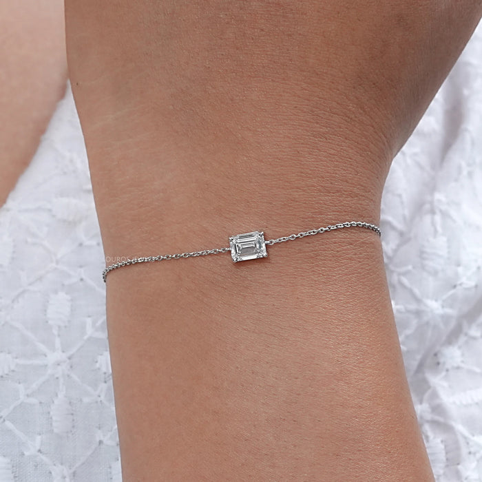 Emerald Cut Lab Grown Diamond Solitaire Bracelet